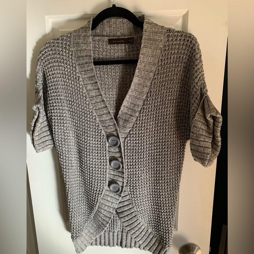 The Limited-short sleeve heathered grey cardigan - Size XS